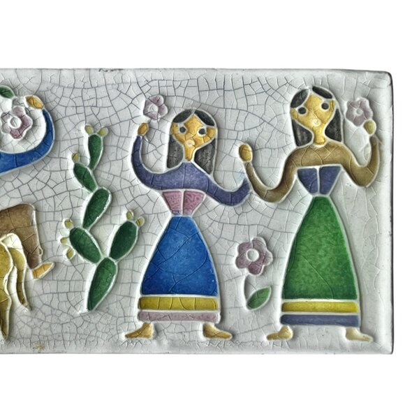 Signed Hand painted Ceramic Wall Tiles Set Of 2 By Creationi Luciano Italy - Picture 5 of 10